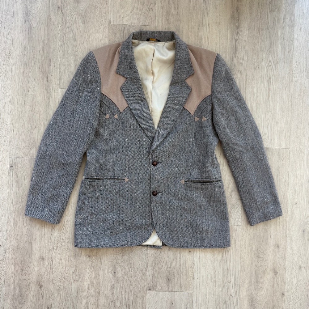 Vintage Pioneer Wear Western Blazer – Tan Wool Blend